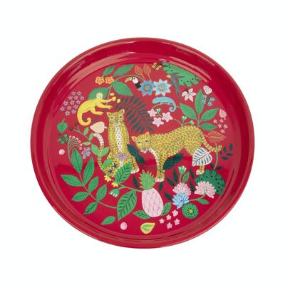 PLATEAU ROND ROUGE 32CM - PEINT MAIN HF