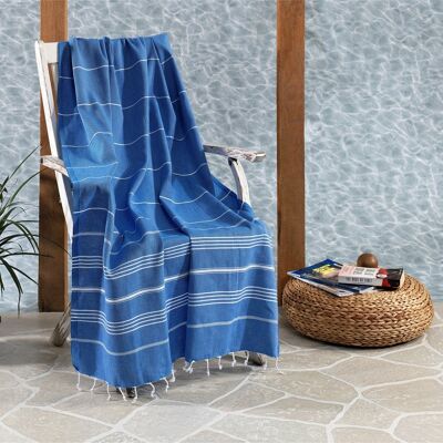 Trendiges Hammam-Handtuch aus Baumwolle, Königsblau
