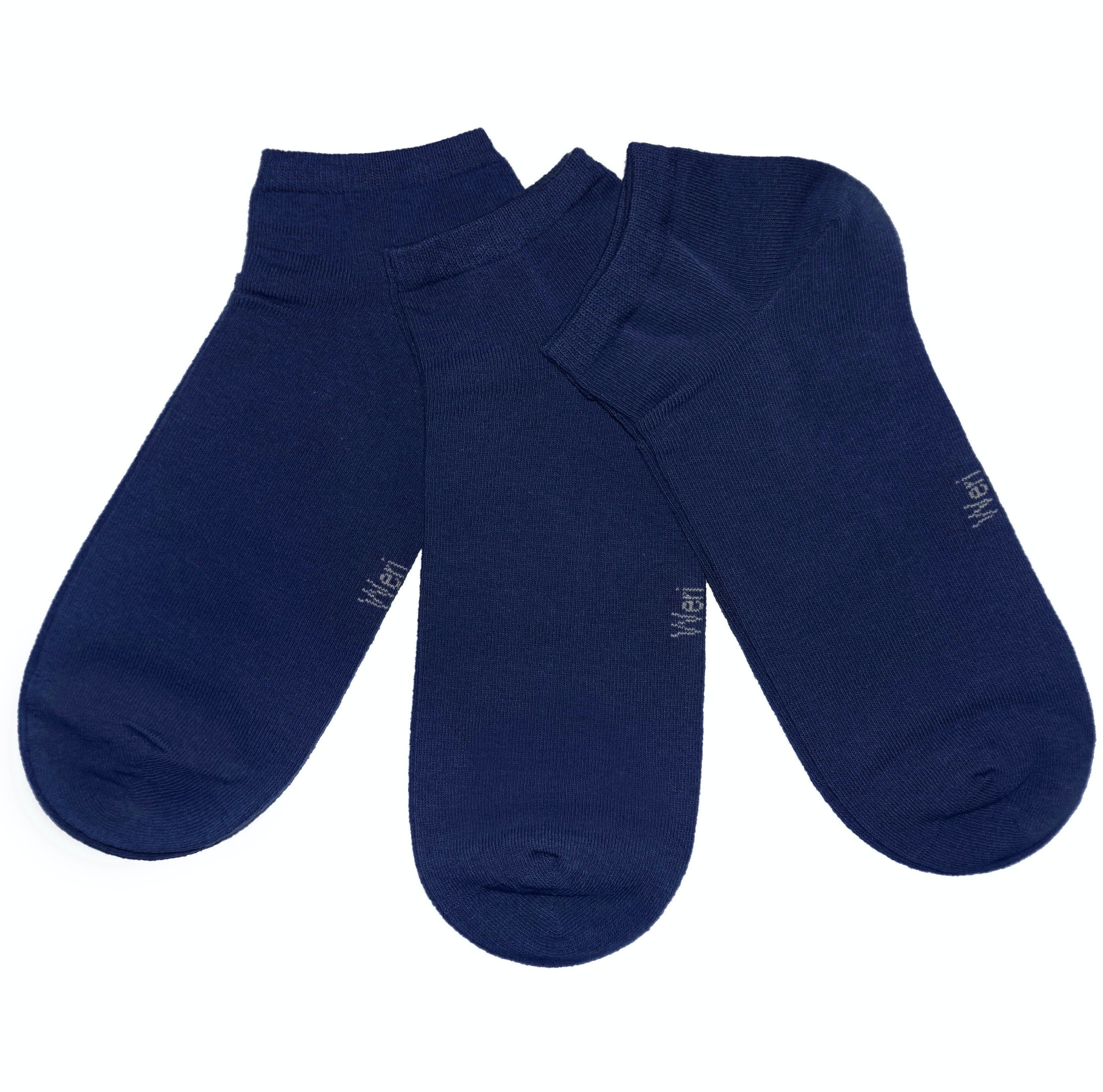 Calzini sneaker per bambini e adulti Set da 3 paia >>Blu inchiostro<< Calzini corti in cotone tinta unita alla caviglia