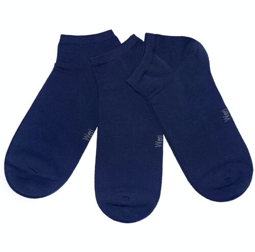 Sneaker Socks for Kids and Adults 3-Pair Set >>Ink Blue<< Plain color ankle cotton short socks