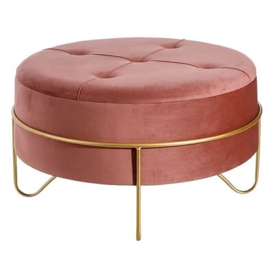 PINK-GOLD POUF FABRIC-METAL DECORATION ST107985