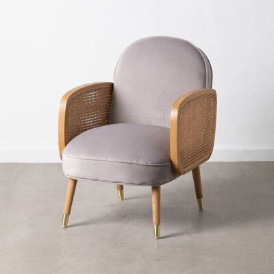 GRAY FABRIC-WOOD VELVET ARMCHAIR ST602606