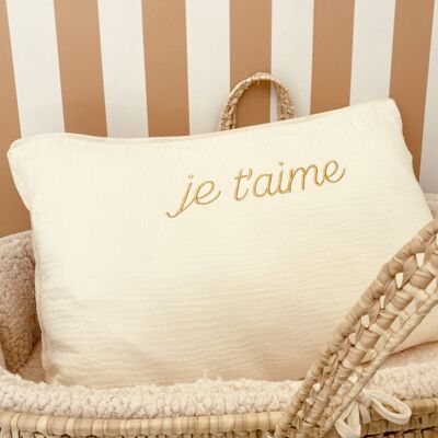 COUSSIN PERSONNALISABLE - DOUBLE GAZE CRÈME