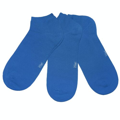 Sneaker Socks for Kids and Adults 3-Pair Set >>Malibu Blue<< Plain color ankle cotton short socks