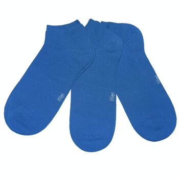 Ensemble de 3 paires de chaussettes Sneaker pour enfants et adultes >>Bleu Malibu<< Chaussettes courtes unies en coton à la cheville 1