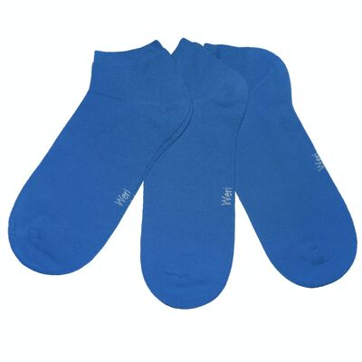 Sneaker Socks for Kids and Adults 3-Pair Set >>Malibu Blue<< Plain color ankle cotton short socks
