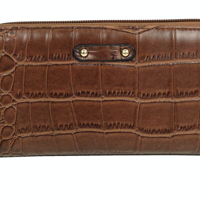 Portefeuille façon croco 33629C Camel