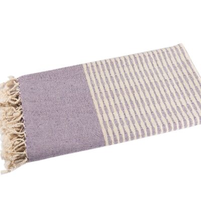 Twist Cotton Hammam Towel, Purple on Natural