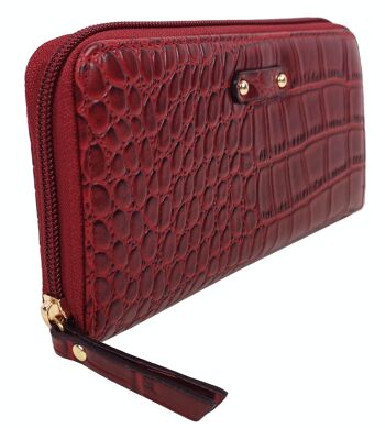 Portefeuille façon croco 33629C Bordeaux 2