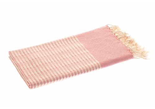 Twist Cotton Hammam Towel, Hot Pink on Natural