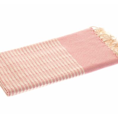 Twist Cotton Hammam Towel, Hot Pink on Natural