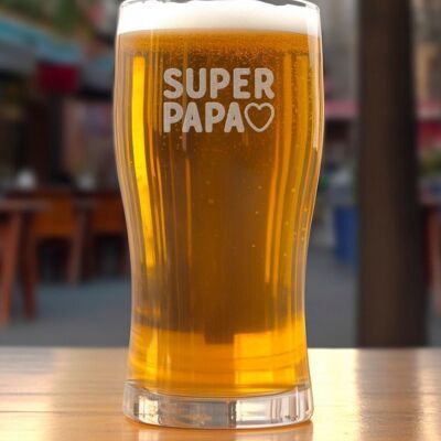 Vaso de cerveza Super Dad (grabado)