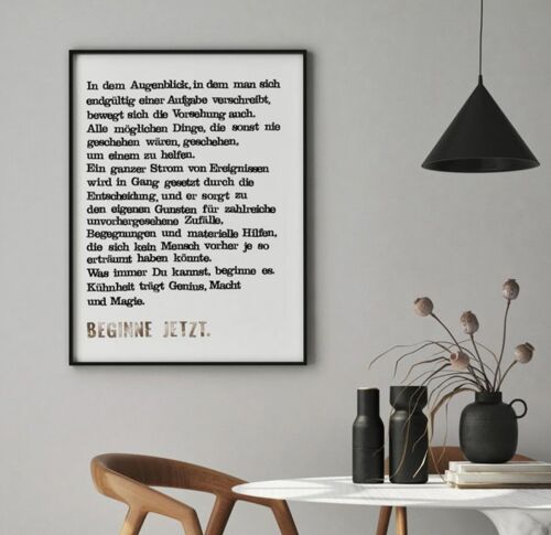 Artprint gestempelt "GOETHE - Beginne Jetzt"