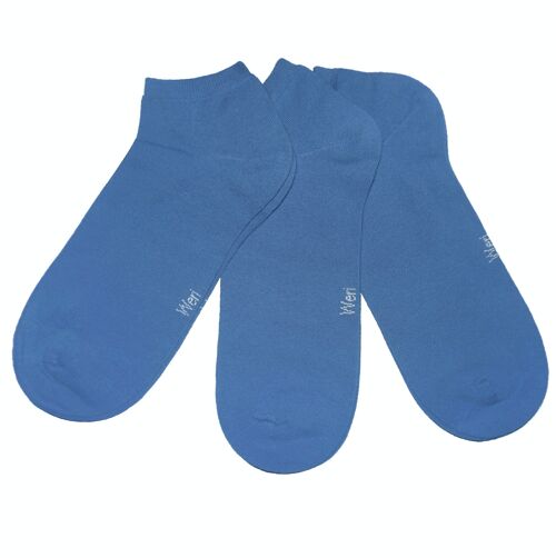 Sneaker Socks for Kids and Adults 3-Pair Set >> Greyish Blue<< Plain color ankle cotton short socks