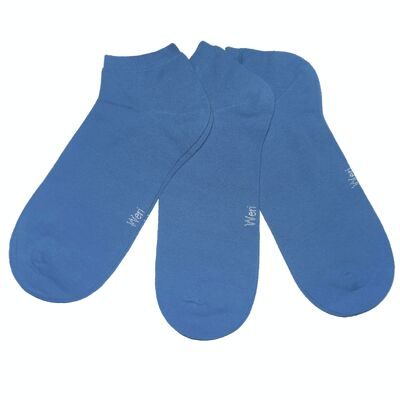 Sneaker Socks for Kids and Adults 3-Pair Set >> Greyish Blue<< Plain color ankle cotton short socks