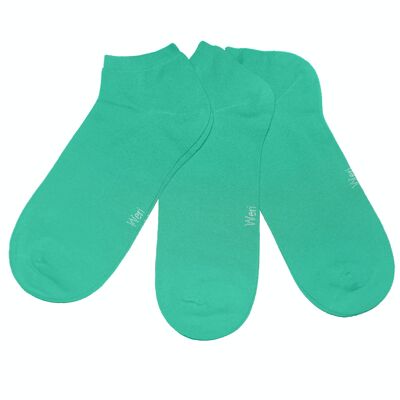 Ensemble de 3 paires de chaussettes Sneaker pour enfants et adultes >> Menthe << Chaussettes courtes en coton de couleur unie à la cheville