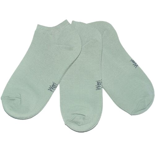 Sneaker Socks for Kids and Adults 3-Pair Set >>Olive Grey<< Plain color ankle cotton short socks