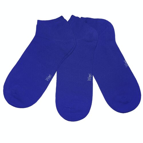 Sneaker Socks for Kids and Adults 3-Pair Set >>Royal Blue<< Plain color ankle cotton short socks