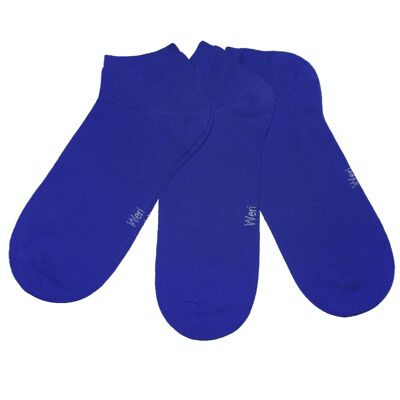 Conjunto de 3 pares de calcetines deportivos para niños y adultos >>Azul Rey<< Calcetines tobilleros cortos de algodón de color liso