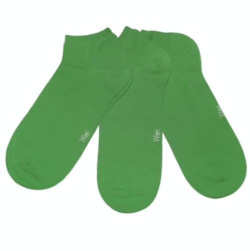 Sneaker Socks for Kids and Adults 3-Pair Set >>Grass Green<< Plain color ankle cotton short socks