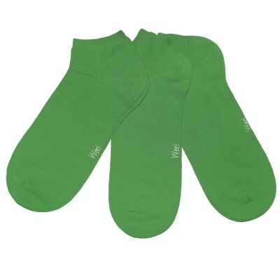 Conjunto de 3 pares de calcetines deportivos para niños y adultos >>Verde Hierba<< Calcetines tobilleros cortos de algodón de color liso