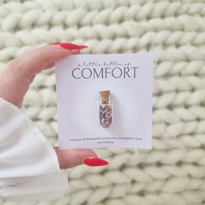 Eine kleine Flasche Comfort – Rhodonit-Kristall-Wunschglas