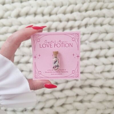 Potion d'amour - Pot à souhaits en quartz rose et cristal de rhodonite