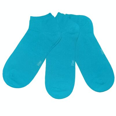 Sneaker Socks for Kids and Adults 3-Pair Set >>Azure Blue<< Plain color ankle cotton short socks