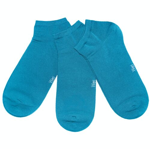 Sneaker Socks for Kids and Adults 3-Pair Set >>Light Petrol<< Plain color ankle cotton short socks