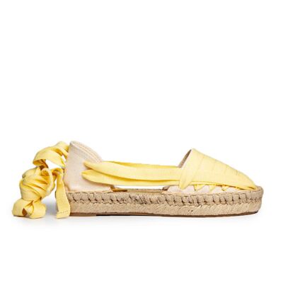 Tagomago Ivory-Yellow laced espadrilles