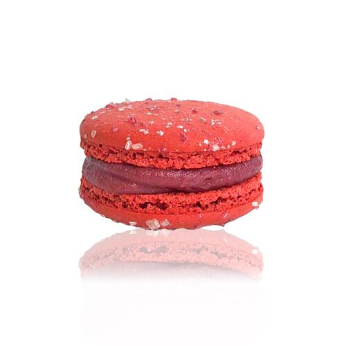 Kirsch Zitrone Macaron mit Kristallstreusel - 6 Stück