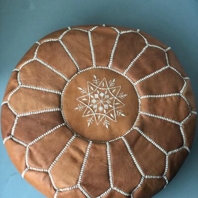 Leather pouf - pouf ottoman