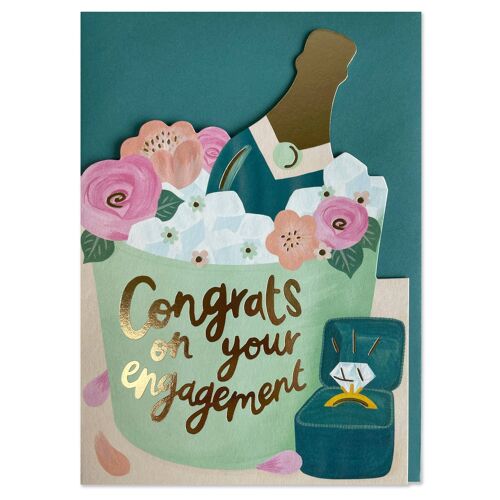 Congrats on your engagement' Champagne & ring card