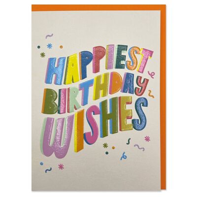 Carte de gribouillis "Happiest Birthday Wishes"