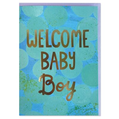 Karte „Willkommen Baby Junge“.