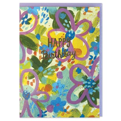 Carte florale "Joyeux anniversaire"