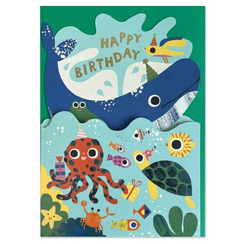 Happy Birthday - Have a whale-y good day' children's card