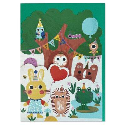 „Happy Birthday – Have a Tree-Riffic Day“-Kinderkarte