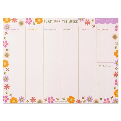 Retro Floral Weekly Planner Pad