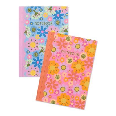 Retro-Blumen-Duo-Notizbücher