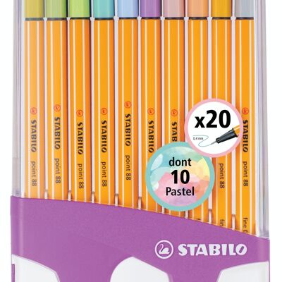 Filzstifte – ColorParade x 20 STABILO point 88 lila Gehäuse – inklusive 10 Pastell