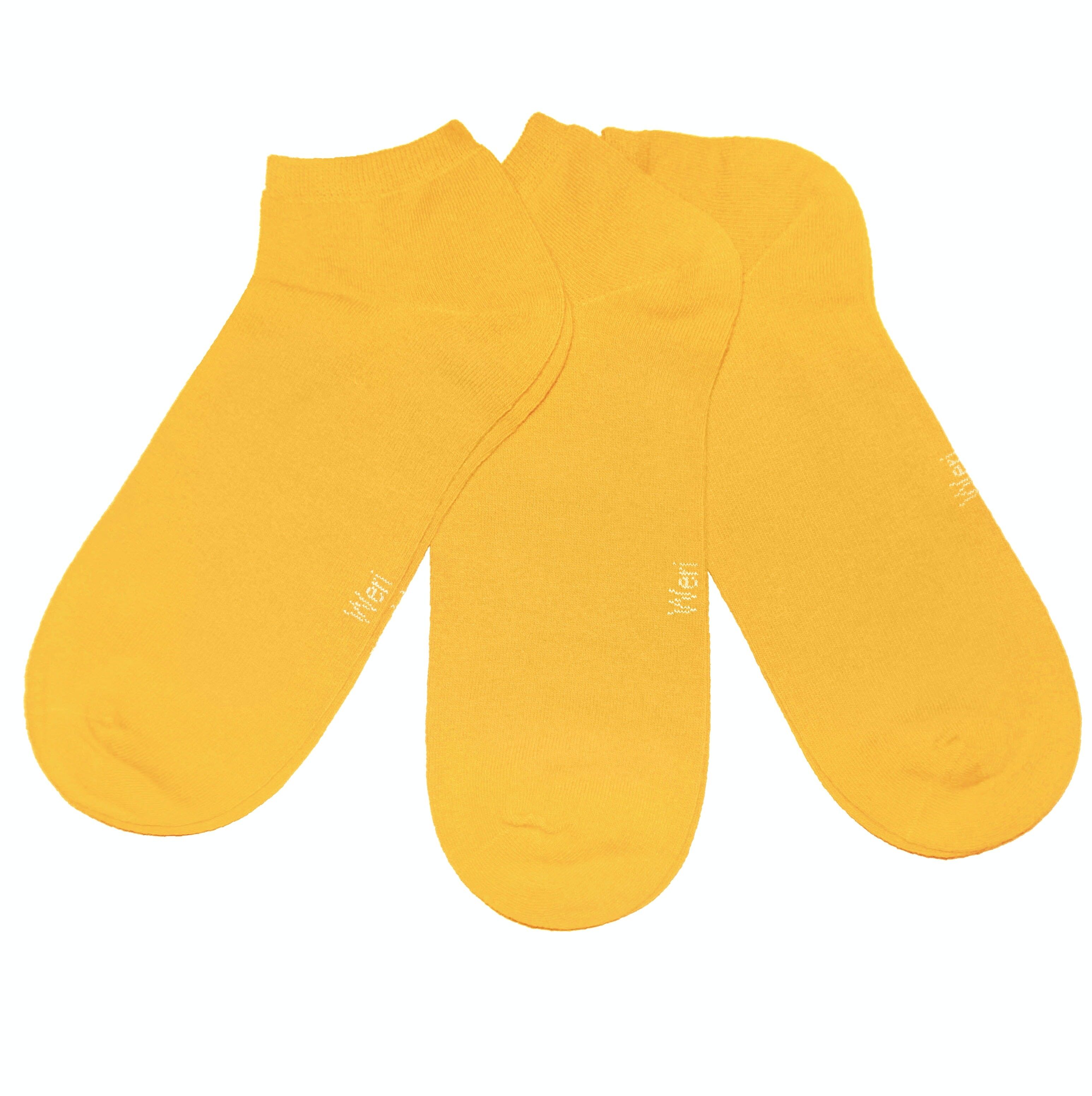 Set di 3 paia di calzini da sneaker per bambini e adulti >>Giallo<< Calzini corti in cotone tinta unita alla caviglia in morbido cotone