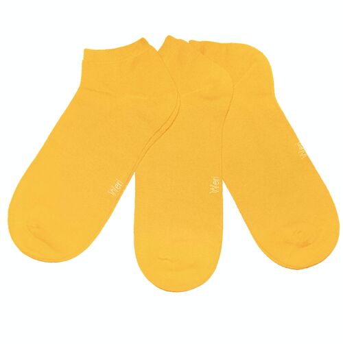 Sneaker Socks for Kids and Adults 3-Pair Set >>Yellow<< Plain color ankle cotton short socks soft cotton