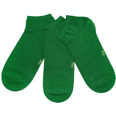 Conjunto de 3 pares de calcetines deportivos para niños y adultos >>Verde oscuro<< Calcetines tobilleros cortos de algodón de color liso