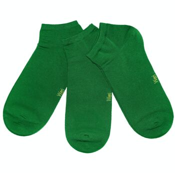 Ensemble de 3 paires de chaussettes baskets pour enfants et adultes >> Vert foncé << Chaussettes courtes en coton de couleur unie à la cheville en coton doux 1