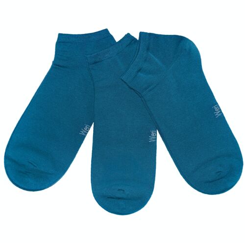Sneaker Socks for Kids and Adults 3-Pair Set >>Petrol<< Plain color ankle cotton short socks