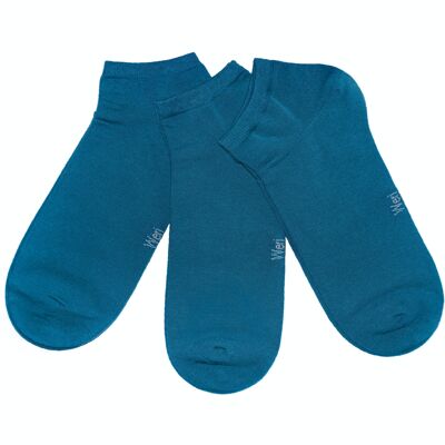 Sneaker Socken für Kinder und Erwachsene 3er Set >>Petrol<< Unifarbene Söckchen aus weicher Baumwolle