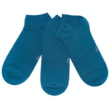 Ensemble de 3 paires de chaussettes baskets pour enfants et adultes >> Pétrole << Chaussettes courtes en coton uni à la cheville en coton doux 1