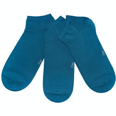 Calzini sneaker per bambini e adulti, set da 3 paia >>Petrolio<< Calzini corti in cotone tinta unita alla caviglia in morbido cotone