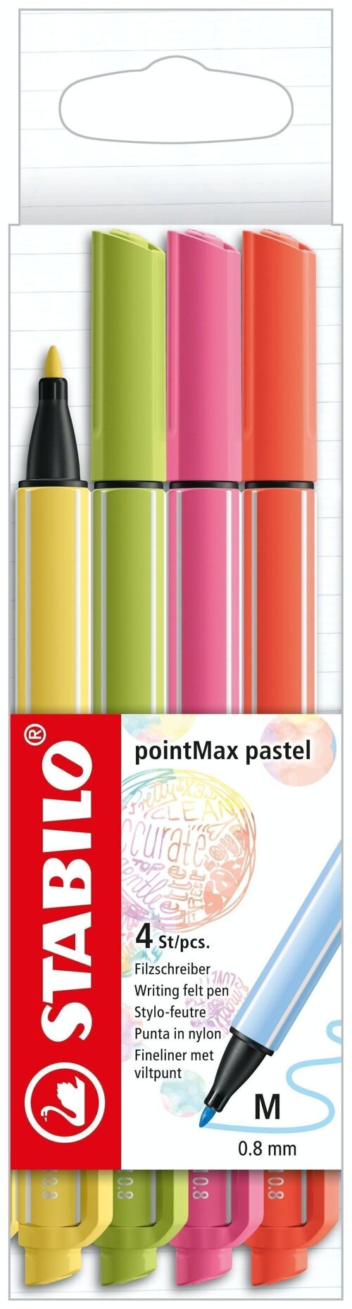 Stylos-feutres - Etui carton x 4 STABILO pointMax - coloris pastel